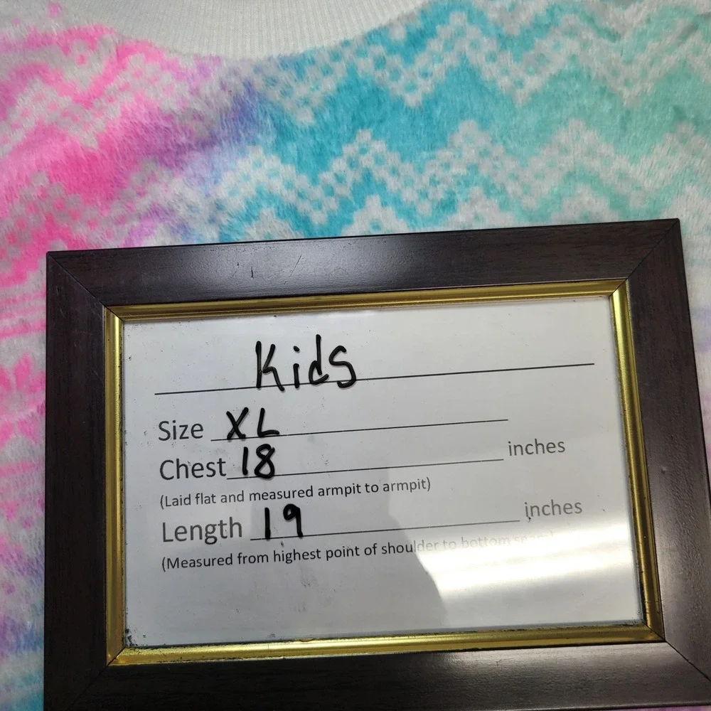 Justice Girls XL 16/18 Sleep Sweatshirt Pink Blue Tie Dye Fair Isle Fleece Top